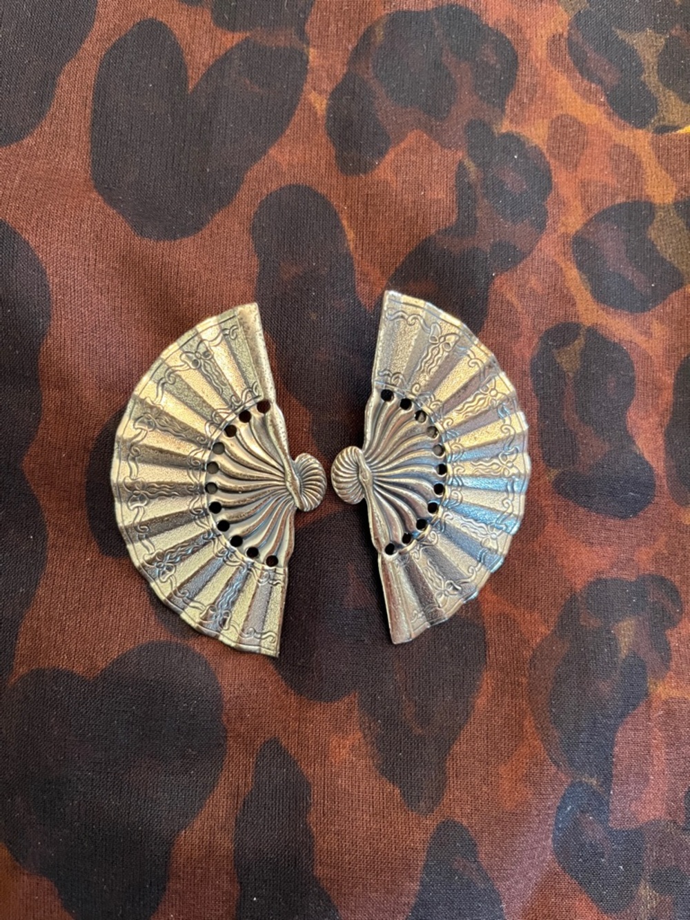 Vintage Napier clip on Sterling silver fan earrings